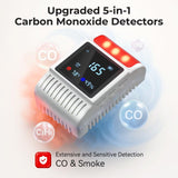 Nicbee Smoke and Carbon Monoxide Detector with Digital Display - Adjustable Brightness & 10 Year Battery