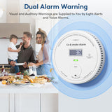 ABORNI 10-Year Battery Smoke and Carbon Monoxide Detector with Digital Display - 2-in-1 Safety Alarm