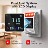 Nicbee Smoke and Carbon Monoxide Detector with Digital Display - Adjustable Brightness & 10 Year Battery