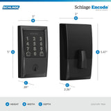 Schlage Encode Smart WiFi Deadbolt - Keyless Entry Lock with Built-in Alarm, Matte Black (BE489WB CEN 622)