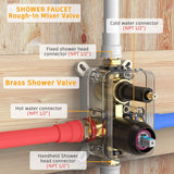 SunCleanse Oil Rubbed Bronze Shower System, Shower Faucet Sets Complete with Rain Shower Head and 7-Settings Handheld Shower Spray, Included Rough in Valve and Trim Kit
