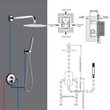 Starbath SS02Y Round 12 Inch Wall Mounted Shower System with Rain Shower head and 3-Setting Handheld Shower,Shower Faucet Rough-in Mixer Valve and Trim Included Shower Combo Set, Chrome