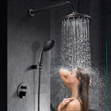 Shower System, Wall Mounted Shower Faucet Set for Bathroom with High Pressure 8" Rain Shower head and 3-Setting Handheld Shower Head Set, Oil Rubbed Bronze (Rough in Valve Included)