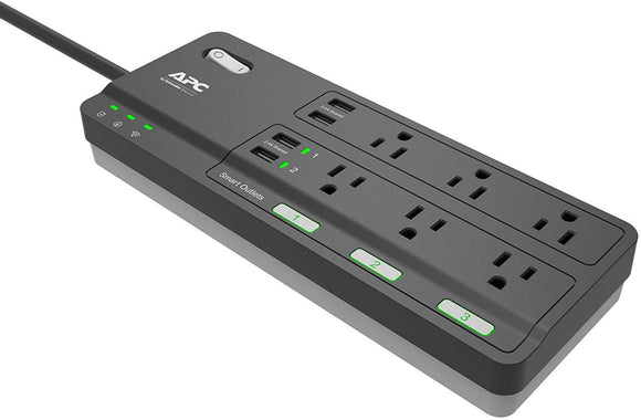 APC Smart Plug Surge Protector Power Strip, 3 Alexa Smart Plugs, 6 Outlets Total with 2160 Joules of Surge Protection, WiFi Smart Plug