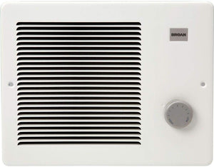 Broan Wall Heater, White Grille Heater with Built-In Adjustable Thermostat