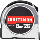 CRAFTSMAN Tape Measure, Chrome Classic, 8-Meter (CMHT37326S)