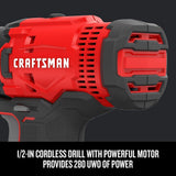 CRAFTSMAN V20 Cordless Drill Combo Kit, 2 Tool (CMCK200C2)