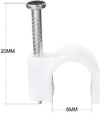 Cable Clips 8mm 200pcs White,SHD Cable Tacks Nail In Clamps Cable Straps Wire Staples Round Cord Management