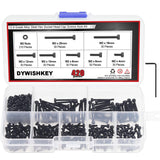 DYWISHKEY 420 Pieces M2 x 4mm/6mm/8mm/10mm/12mm/16mm/20mm, 12.9 Grade Alloy Steel Hex Socket Head Cap Bolts Screws Nuts Kit with Hex Wrench