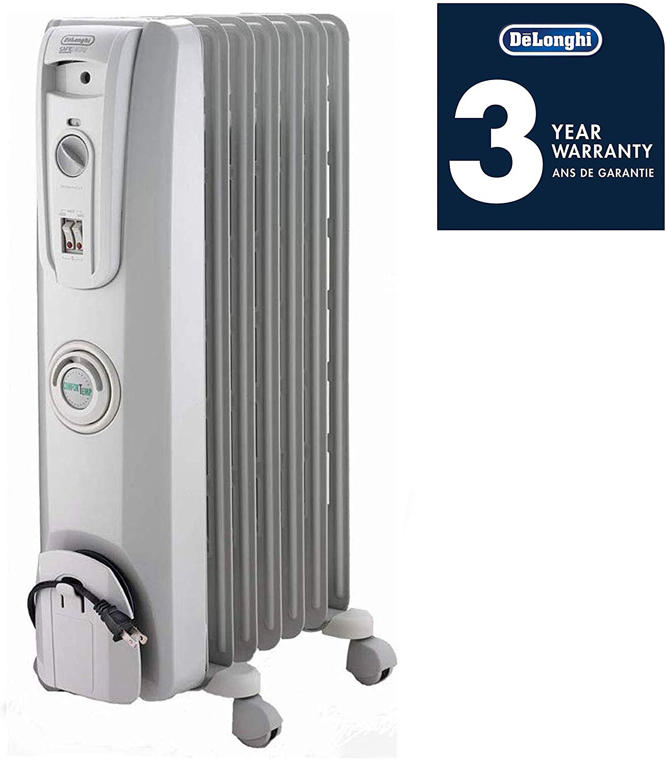 DeLonghi Oil-Filled Radiator Space Heater, Quiet 1500W DeLonghi Oil-Filled Radiator Space Heater, Quiet 1500W