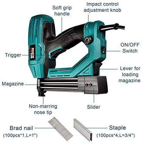 Upgraded Brad Nailer, NEU MASTER 2 in 1 Electric Staple Gun/Nail Gun for  Wood, Upholstery and DIY Projects, 1/4'' Narrow Crown Staples 200pcs and  Nails 800pcs Included in Saudi Arabia | Whizz