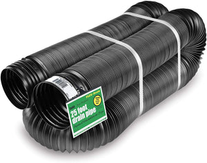 Flex-Drain 51110 Flexible/Expandable Landscaping Drain Pipe, Solid, 4-Inch by 25-Feet
