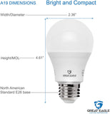 Great Eagle 100W Equivalent LED A19 Light Bulb 1600 Lumens Daylight 5000K Dimmable 15-Watt UL Listed (6-Pack)