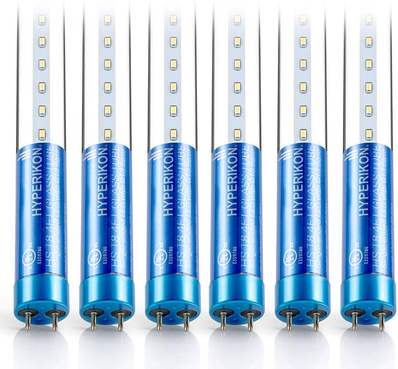 Hyperikon T8 4 Foot LED Tube, 40 Watt Replacement (18W) Glass T10 T12 Light Bulbs, 5000K