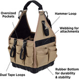 Jackson Palmer Medium 9" Tool Tote Carrier, 27 Pockets (Electrical and Maintenance Tool Bag)