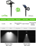 LITOM 12 LED Solar Landscape Spotlights, IP67 Waterproof Solar Powered Wall Lights 2-in-1 Wireless Outdoor Solar Landscaping Light