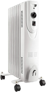 Lifesmart SH-37 1500 Watt 7 Fin Oil Filled Freestanding Portable Whole Room Radiator Heater, White