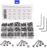 Metaltools 304 Stainless Steel Hexagon Screw Set – 500pcs M3 M4 M5 Hex Bolts and Nuts Assortment for Your Everyday Needs