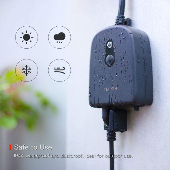 Outdoor Smart Plug, TECKIN Outdoor Wi-Fi Outlet with 2 Sockets, Compatible with Alexa, Google Home, Wireless Remote Control