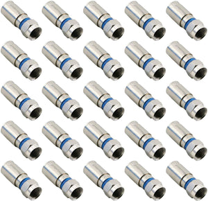 Pasow Compression RG6 F Connector Coax Coaxial Adapter Plug for Satellite & Cable TV (25 Pack)
