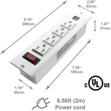 Recessed Power Strip Socket with Switch 4 Power Outlets 2 USB Hubs with 2 Screws White