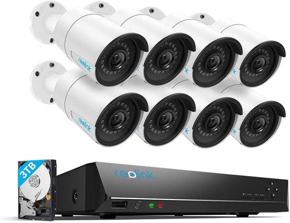 Reolink 4MP 16CH PoE Video Surveillance System, 8pcs Wired Outdoor 1440P PoE IP Cameras