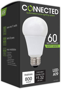 TCP LED Connected A19, 60 W Equivalent (11W), Soft White (2700K), WiFi Enabled Wireless Smart Standard Light Bulb