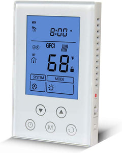 Underfloor Heating Thermostat 120/240V Dual Voltage LCD Display Programmable Build in GFCI with Floor Sensor