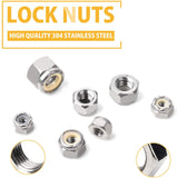 VIGRUE 180PCS 1/4-20 5/16-18 3/8-16 8-32 10-32 Lock Nut Assortment Kit, 304 Stainless Steel Nylon Insert Hex Locknuts