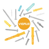 VIGRUE Plastic Self Tapping Screws and Drywall Ribbed Anchors Assortment with Screws Kit 300 Piece